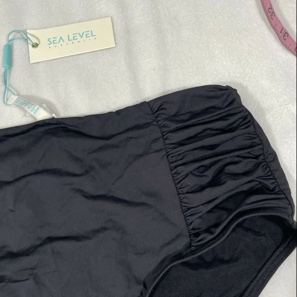 NWT Sea Level [ 8 US/ 12 UK] High Waist Gathered Side Bikini Bottoms‎ Black